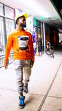 "ALIENS INVADE THE BIG EASY" LONG SLEEVE TEE - ORANGE