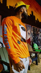 "ALIENS INVADE THE BIG EASY" LONG SLEEVE TEE - ORANGE