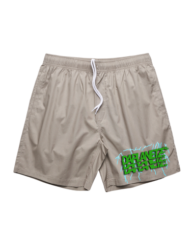 "LIVE WITH NO REGRETS" BEACH SHORTS - GREY