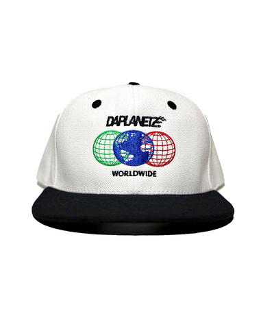 DAPLANETZ WORLDWIDE SNAPBACK HAT - WHITE/BLACK